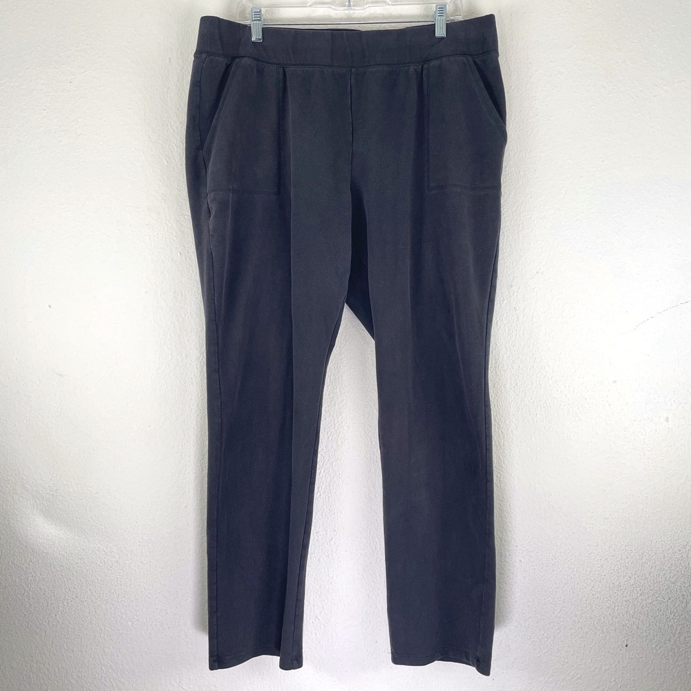 St Johns Bay Womens XXL Slim Leg Pants Charcoal Gray Stretch Pull On Pockets